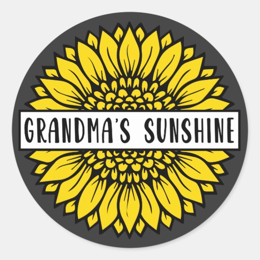 Oma's Sunshine Sunflower Ronde Sticker (Voorkant)