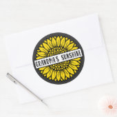 Oma's Sunshine Sunflower Ronde Sticker (Envelop)