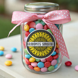 Oma's Sunshine Sunflower Ronde Sticker