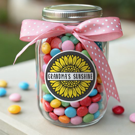 Oma's Sunshine Sunflower Ronde Sticker