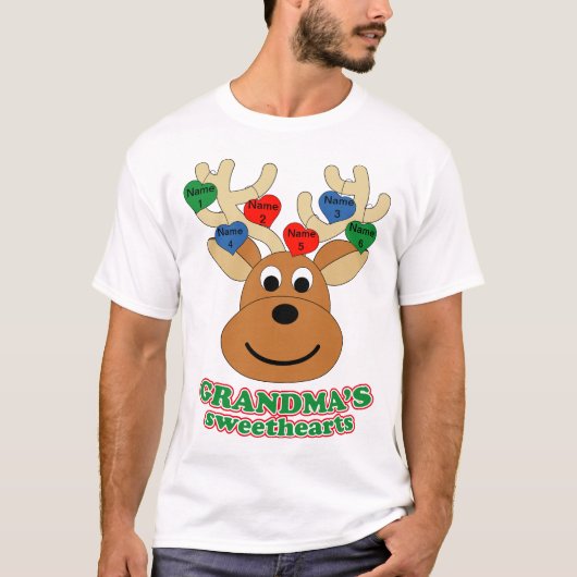 Oma's Sweethearts Voeg je kleinkinderen namen toe T-shirt (Voorkant)