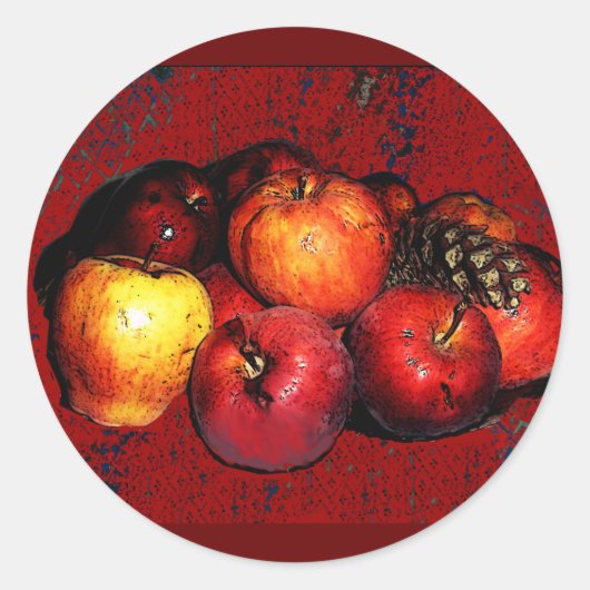 Oma's trossen van appels Sticker- Rood Ronde Sticker (Voorkant)