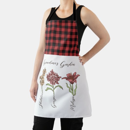 Oma's Tuin Bloem 3 Grootkinderen Naam Floral Schort (Insitu)