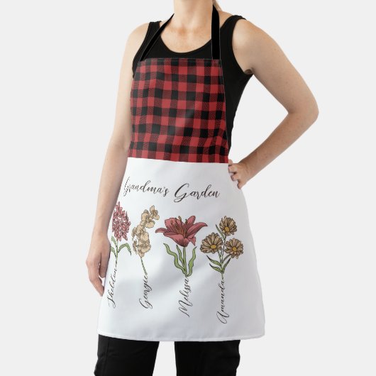 Oma's Tuin Bloem 4 Grootkinderen Naam Floral Schort (Insitu)