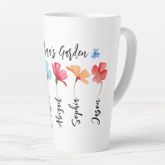 Oma's Tuin Bloem Grootkind Naam Latte Mok (Rechterhoek)