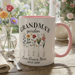 Oma's Tuin Geboorte Bloemen Liefde Groeit Hier Mok