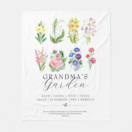 Oma's Tuin Geboorte Maand Bloem Keepsake Fleece Deken (Voorkant)