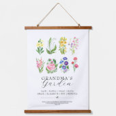 Oma's Tuin Geboorte Maand Bloemen Keepsake Hangend Wandkleed (Voorkant)