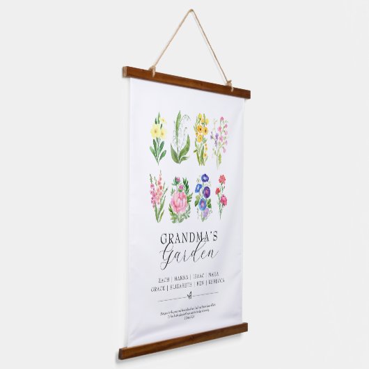 Oma's Tuin Geboorte Maand Bloemen Keepsake Hangend Wandkleed (Gebogen)