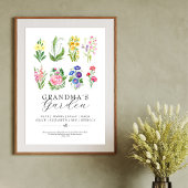 Oma's Tuin Geboorte Maand Bloemen Keepsake Poster