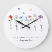 Oma's tuin met kleinkinderen naam waterverf grote klok (Voorkant)