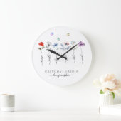 Oma's tuin met kleinkinderen naam waterverf grote klok (Huis)