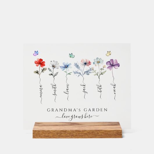 Oma's tuin met kleinkinderen noemt Waterverf Acryl Bord (Voorkant)
