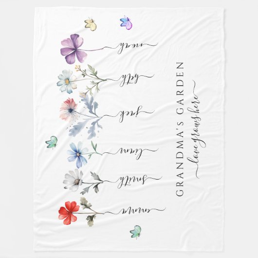 Oma's tuin met kleinkinderen noemt Waterverf Fleece Deken (Voorkant)