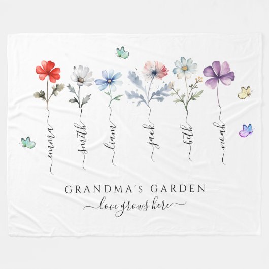 Oma's tuin met kleinkinderen noemt Waterverf Fleece Deken (Voorkant (Horizontaal))
