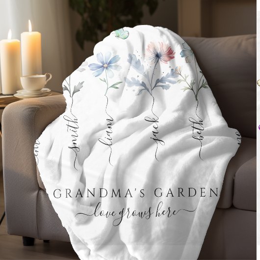 Oma's tuin met kleinkinderen noemt Waterverf Fleece Deken