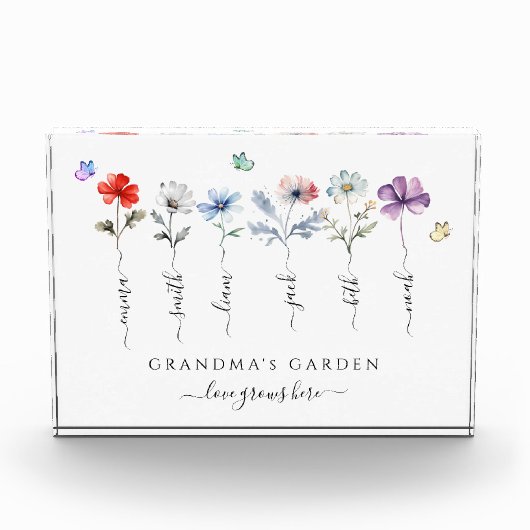 Oma's tuin met kleinkinderen noemt Waterverf Fotoblokken (Voorkant)