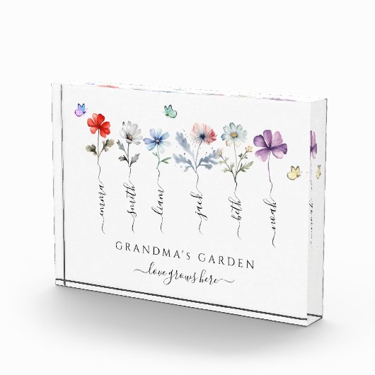 Oma's tuin met kleinkinderen noemt Waterverf Fotoblokken (Rechts)