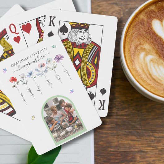 Oma's tuin met kleinkinderen noemt Waterverf Pokerkaarten