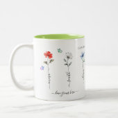 Oma's tuin met kleinkinderen noemt Waterverf Tweekleurige Koffiemok (Links)