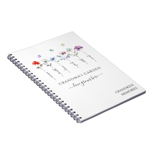 Oma's tuin met namen van kleinkinderen Aquarel Notitieboek (Rechterzijde)