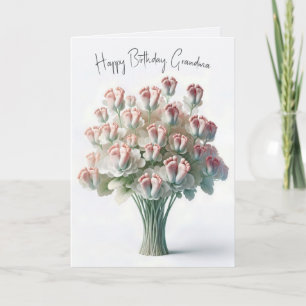 Oma's Verjaardag Bloemenboeket Met Baby Voeten Kaart