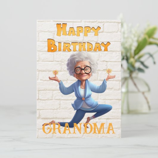 Oma's verjaardag feestdagenkaart (Staand voorkant)