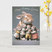 Oma's verjaardag konijntjes kaart (Gele Bloem)