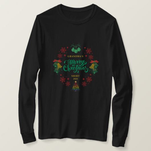 Oma's  Vintage Vrolijk Kerstfeest T-shirt (Design voorkant)
