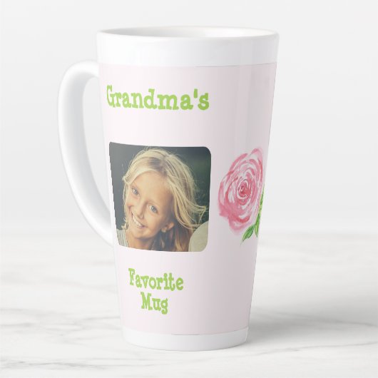 Oma's Waterverf Roos KINDER FOTO Latte Mok (Linkerhoek)