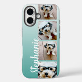 Ombre 4 Vierkante foto's Handgeschreven - KAN blau Case-Mate iPhone Case (Achterkant)