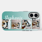 Ombre 4 Vierkante foto's Handgeschreven - KAN blau Case-Mate iPhone Case (Achterkant (horizontaal))