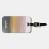Ombre Abstracte Waterverf Stripes in Dusty Lila Bagagelabel (Voorkant horizontaal)