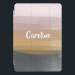 Ombre Abstracte Waterverf Stripes in Dusty Lila iPad Pro Cover<br><div class="desc">Een eenvoudig,  modern ontwerp van de borstelslagen van de waterverf in een  gedempt kleurenpalet van grijs,  goud,  en blozen,  gepersonaliseerd met jouw naam.</div>