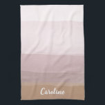 Ombre Abstracte Waterverf Stripes in Dusty Lila Theedoek<br><div class="desc">Een eenvoudig,  modern ontwerp van de borstelslagen van de waterverf in een  gedempt kleurenpalet van grijs,  goud,  en blozen,  gepersonaliseerd met jouw naam.</div>
