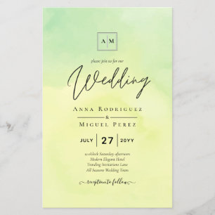 OMBRE All-in-1 Budget Lemon Limoen Wedding Invites Flyer