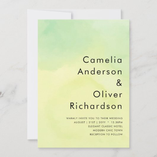 OMBRE All-in-1 Budget Lemon Limoen Wedding Invites Kaart (Voorkant)