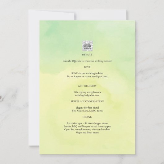 OMBRE All-in-1 Budget Lemon Limoen Wedding Invites Kaart (Achterkant)