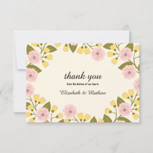 Ombre and Yellow Floral Wedding Hartelijk dank Bedankkaart