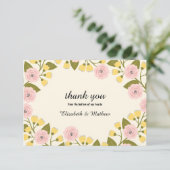 Ombre and Yellow Floral Wedding Hartelijk dank Bedankkaart (Staand voorkant)