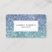 Ombre Aqua Blue Faux Glitter Girly Visitekaartjes (Voorkant)