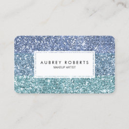 Ombre Aqua Blue Faux Glitter Girly Visitekaartjes
