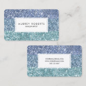 Ombre Aqua Blue Faux Glitter Girly Visitekaartjes (Voorkant / Achterkant)