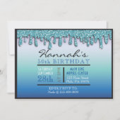 Ombre Aqua Sparkle Drippy 50ste verjaardagsfeestje Kaart (Voorkant)