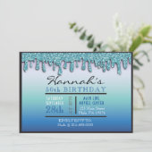 Ombre Aqua Sparkle Drippy 50ste verjaardagsfeestje Kaart (Staand voorkant)