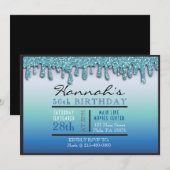 Ombre Aqua Sparkle Drippy 50ste verjaardagsfeestje Kaart (Voorkant / Achterkant)