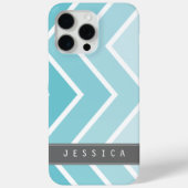 Ombre Aqua Zig Zag Chevrons Patroon Case-Mate iPhone Case (Achterkant)