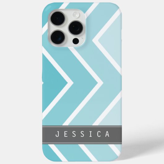 Ombre Aqua Zig Zag Chevrons Patroon Case-Mate iPhone Case (Achterkant)