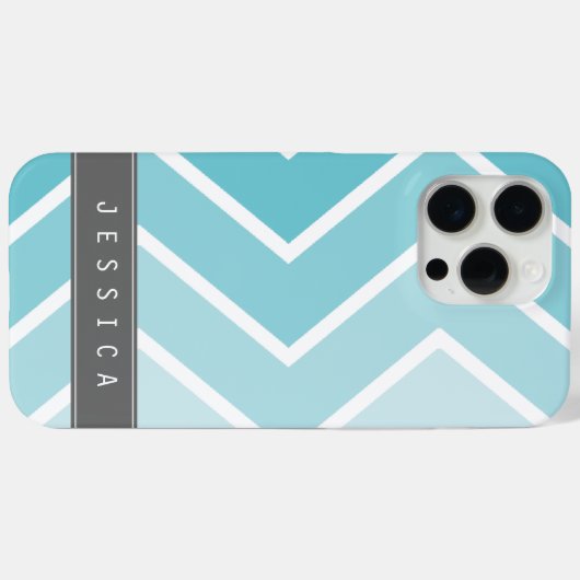 Ombre Aqua Zig Zag Chevrons Patroon Case-Mate iPhone Case (Achterkant (horizontaal))