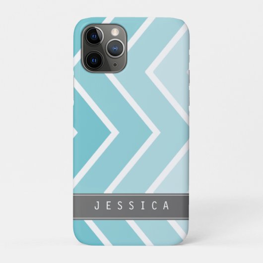 Ombre Aqua Zig Zag Chevrons Pattern Case-Mate iPhone Case (Achterkant)